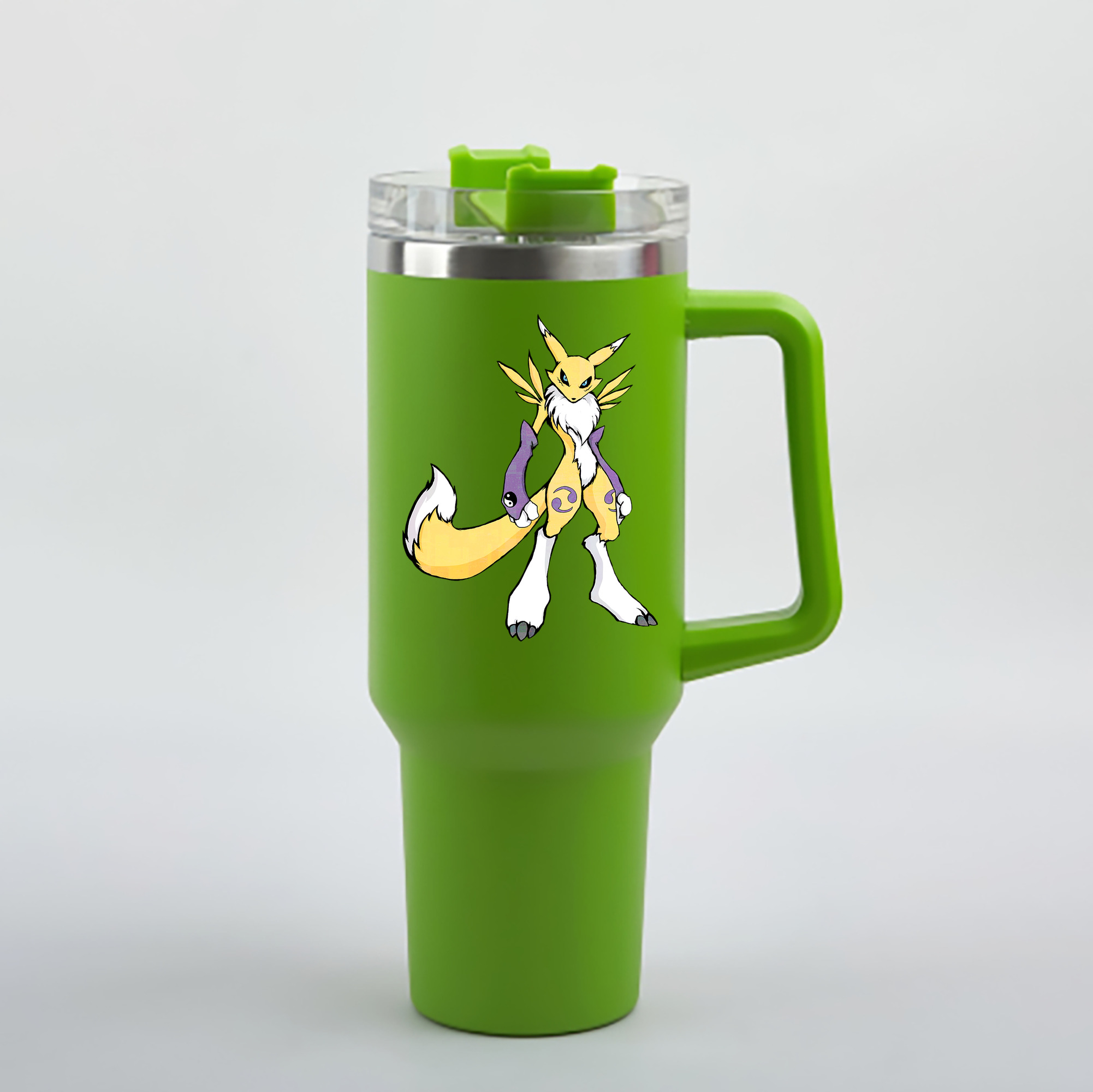 （画像用） Digimon デジタルモンスター/デジモン 1200mL車用タンブラー - クリスタルステッカー（プラスチックストロー付き）